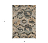 3' X 5' Beige and Ivory Woodland Lodge Area Rug - Homeroots