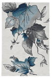 3' X 5' Ivory Blue Oversized Leaves Area Rug - Homeroots