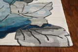 3' X 5' Ivory Blue Oversized Leaves Area Rug - Homeroots - Flyclothing LLC