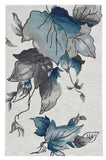 3' X 5' Ivory Blue Oversized Leaves Area Rug - Homeroots