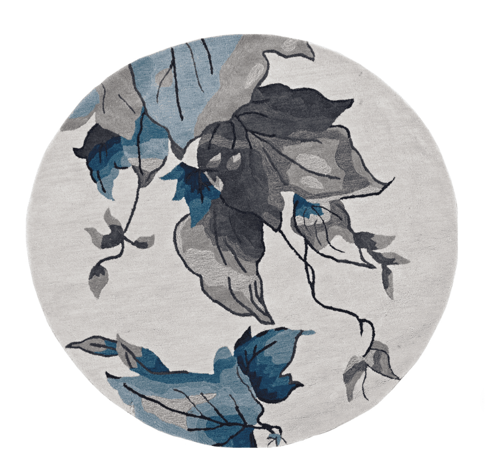 6' X 6' Ivory and Blue Floral Hand Tufted Area Rug - Homeroots - Flyclothing LLC