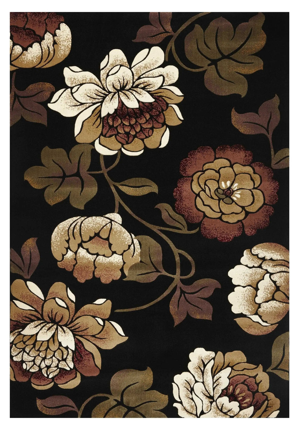 1' X 2' Black Polypropylene Area Rug - Homeroots