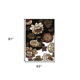 5' X 8' Black and Tan Floral Area Rug - Homeroots - Flyclothing LLC