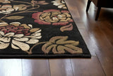 5' X 8' Black and Tan Floral Area Rug - Homeroots - Flyclothing LLC