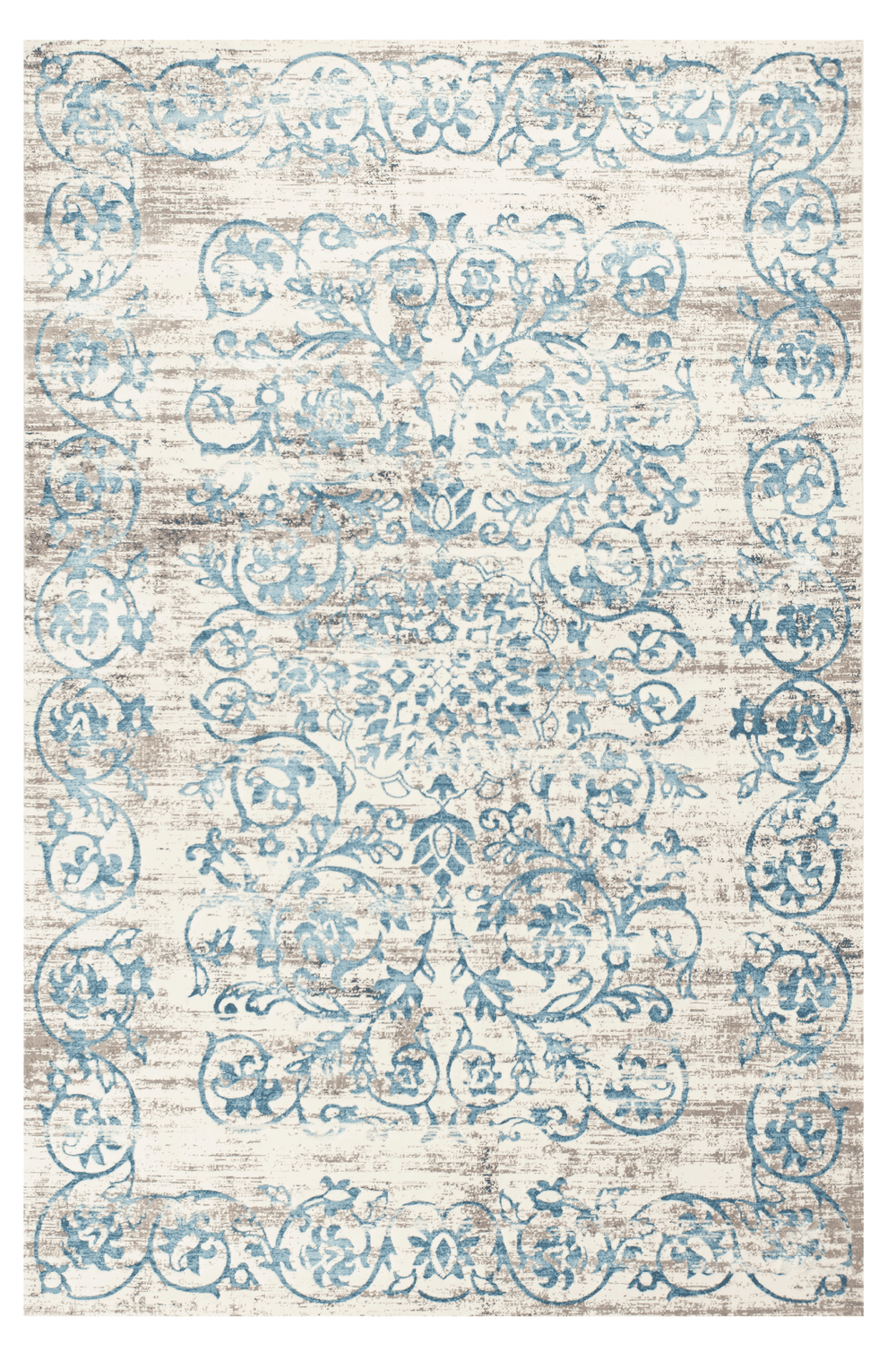 10' X 13' Ivory and Blue Floral Area Rug - Homeroots - Flyclothing LLC
