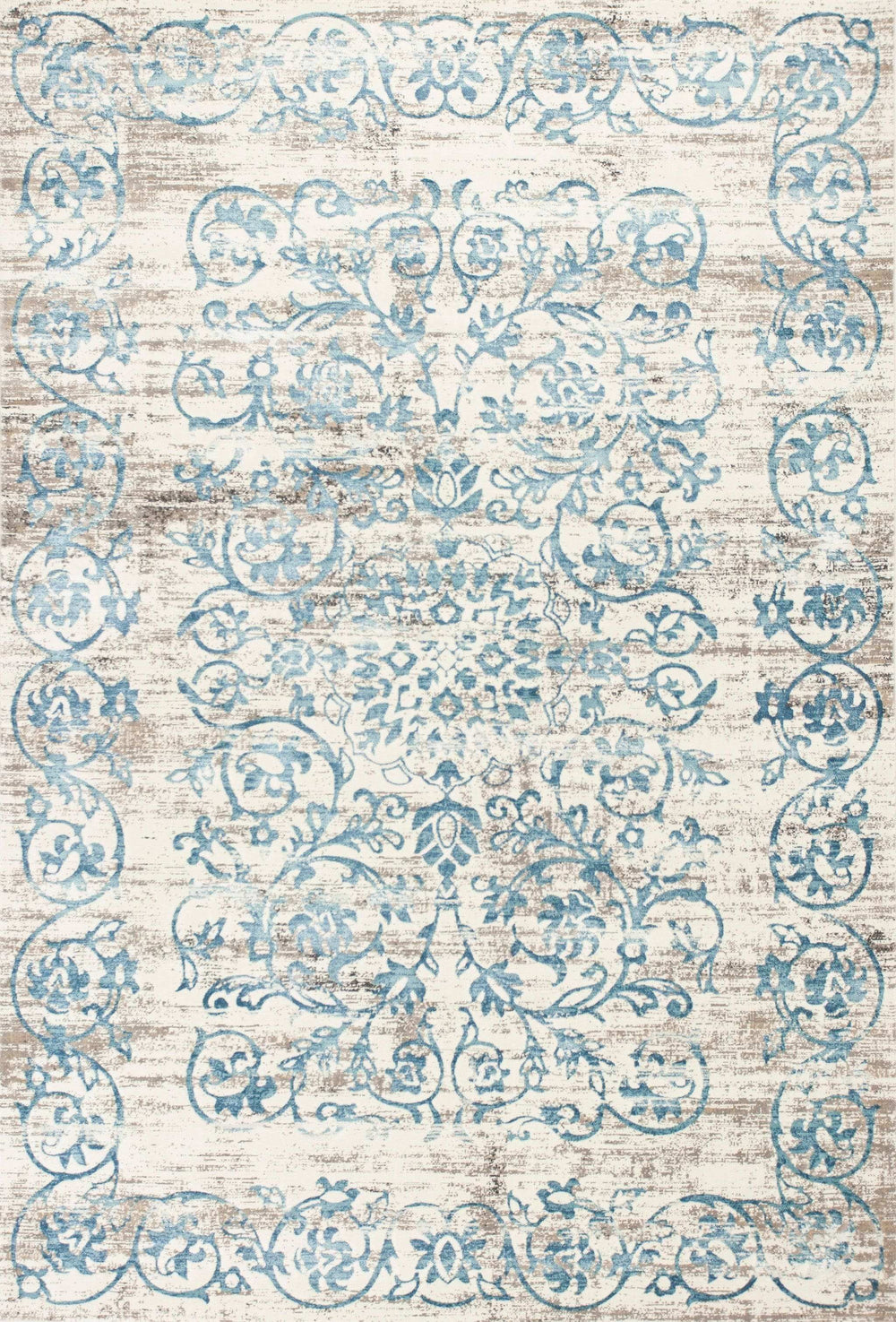 10' X 13' Ivory and Blue Floral Area Rug - Homeroots - Flyclothing LLC