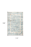 10' X 13' Ivory and Blue Floral Area Rug - Homeroots