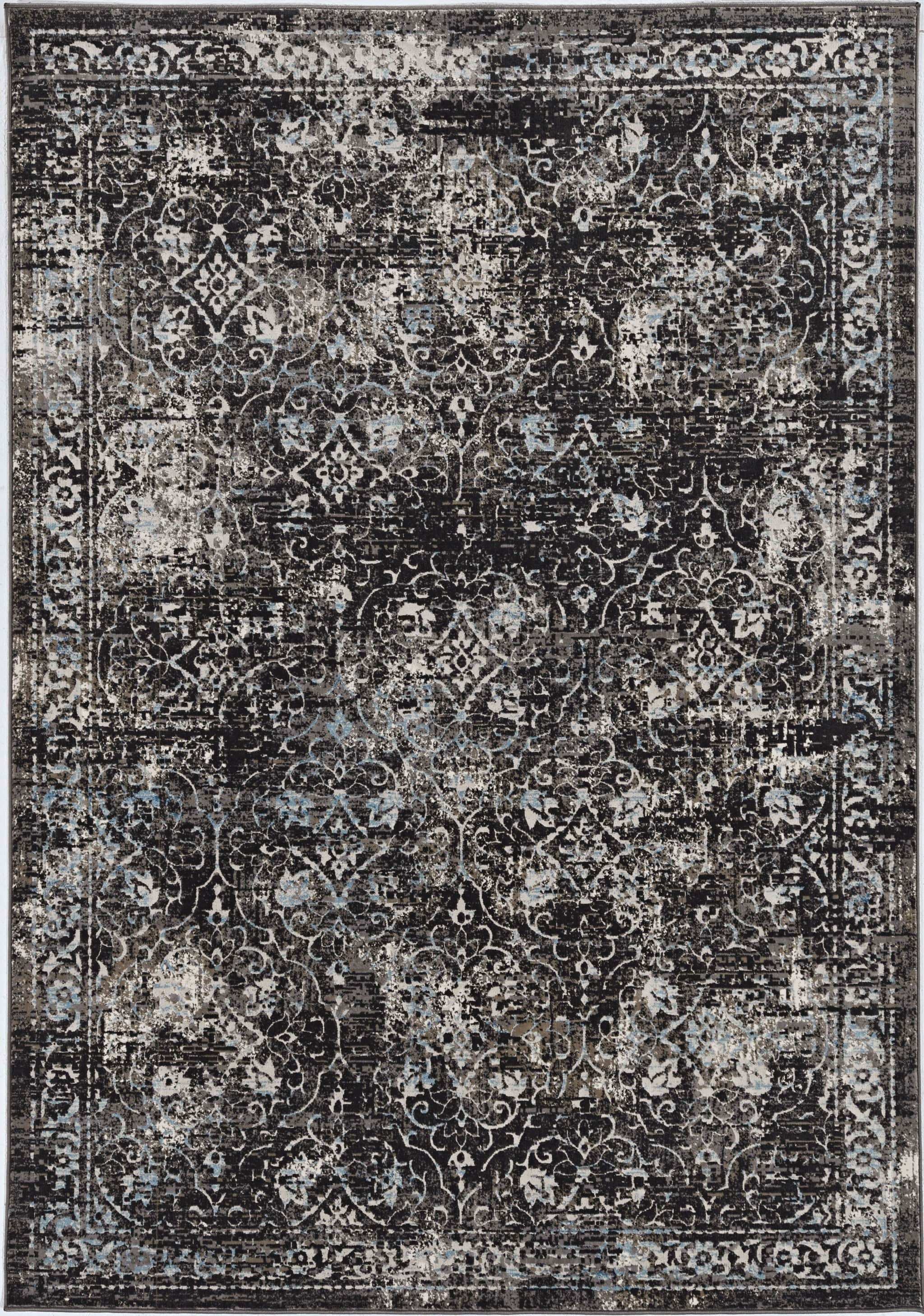 10' X 13' Black Damask Area Rug - Homeroots - Flyclothing LLC