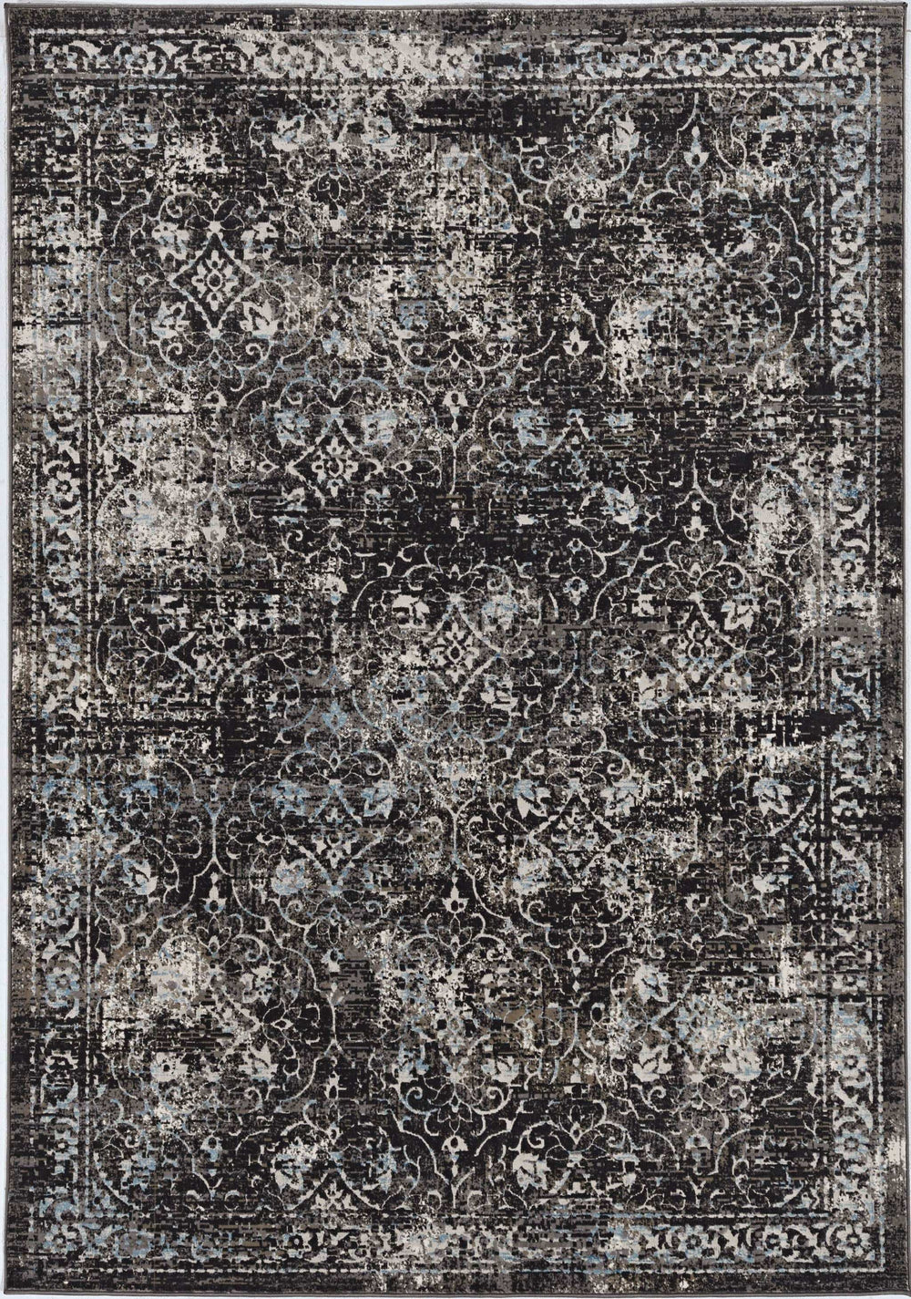 10' X 13' Black Damask Area Rug - Homeroots - Flyclothing LLC