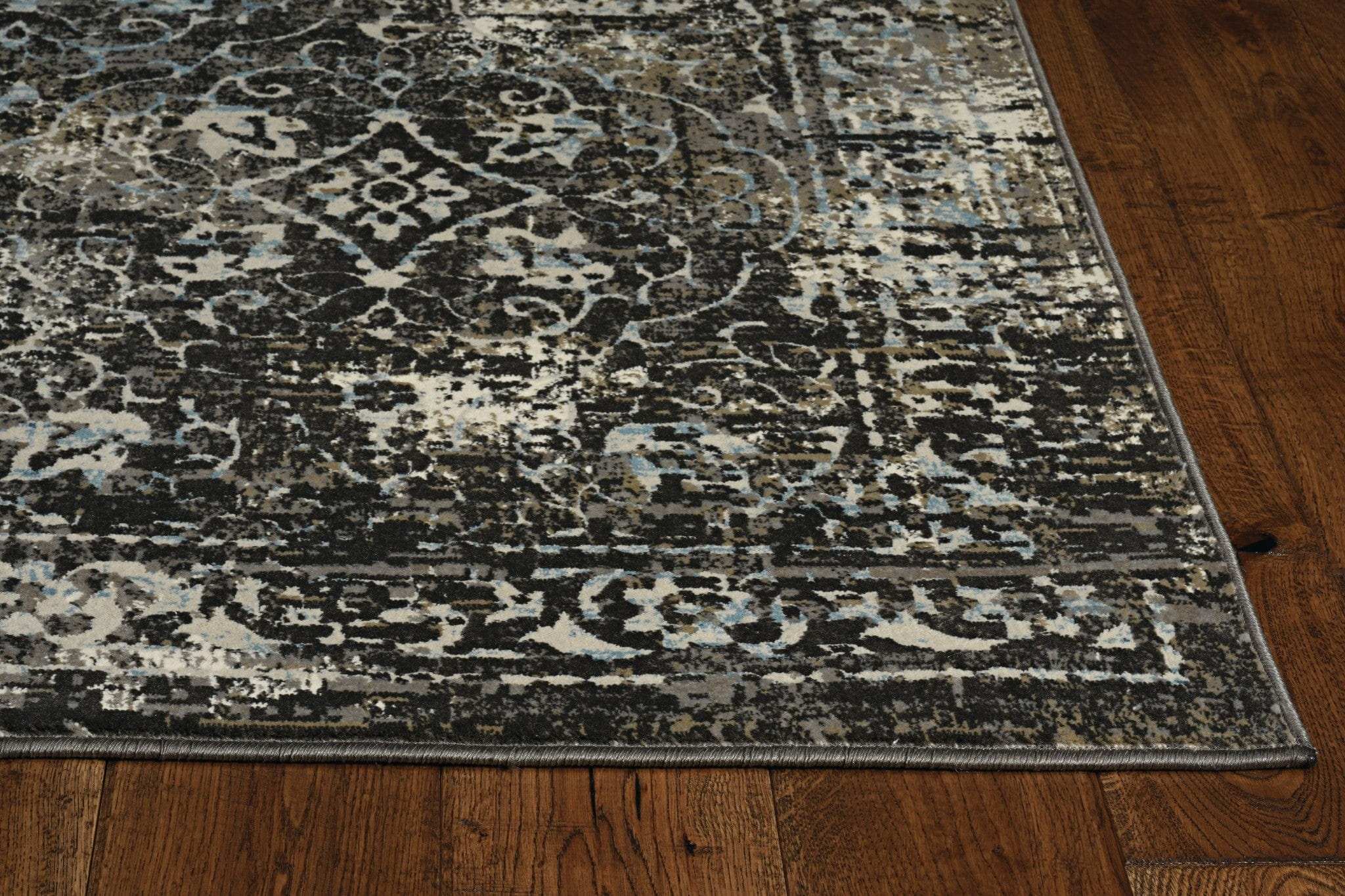 10' X 13' Black Damask Area Rug - Homeroots - Flyclothing LLC