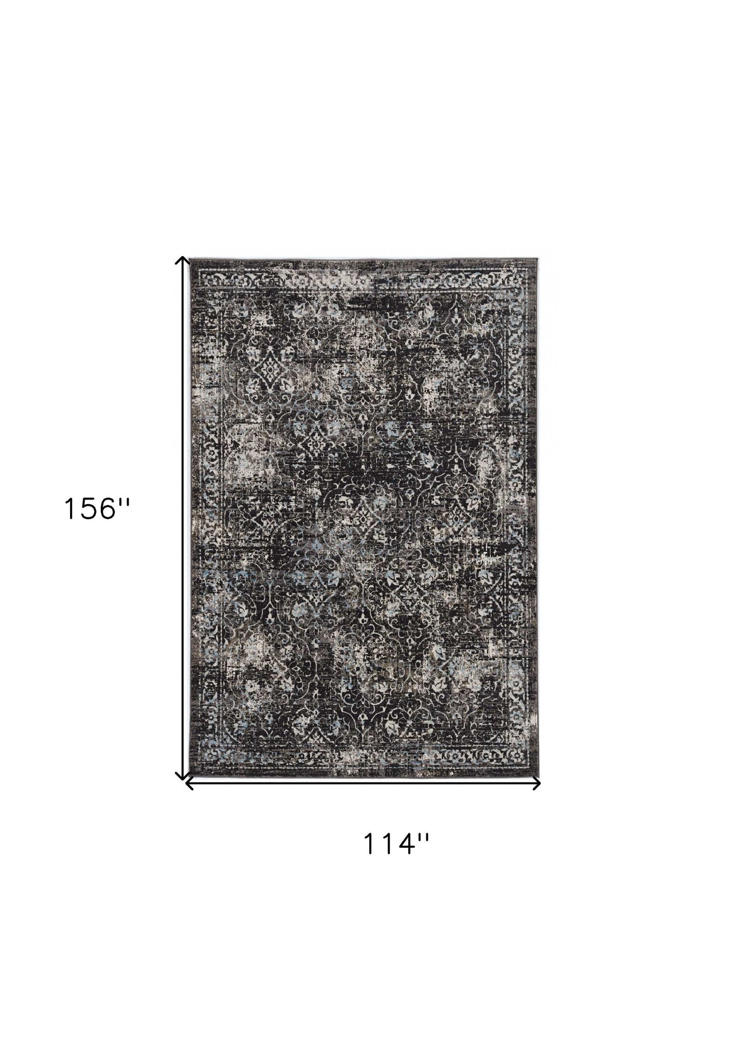 10' X 13' Black Damask Area Rug - Homeroots - Flyclothing LLC