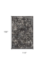 10' X 13' Black Damask Area Rug - Homeroots - Flyclothing LLC