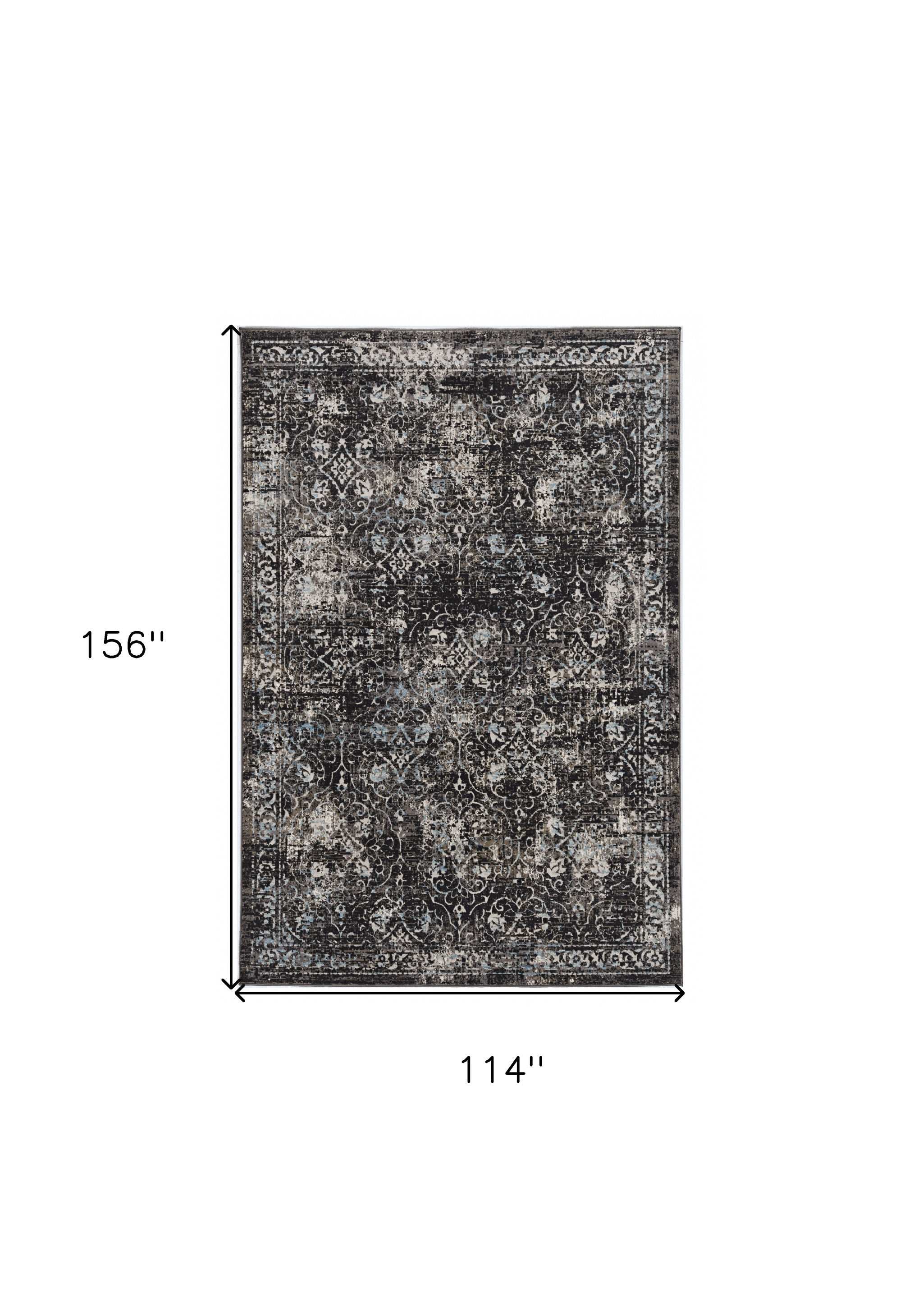 10' X 13' Black Damask Area Rug - Homeroots - Flyclothing LLC