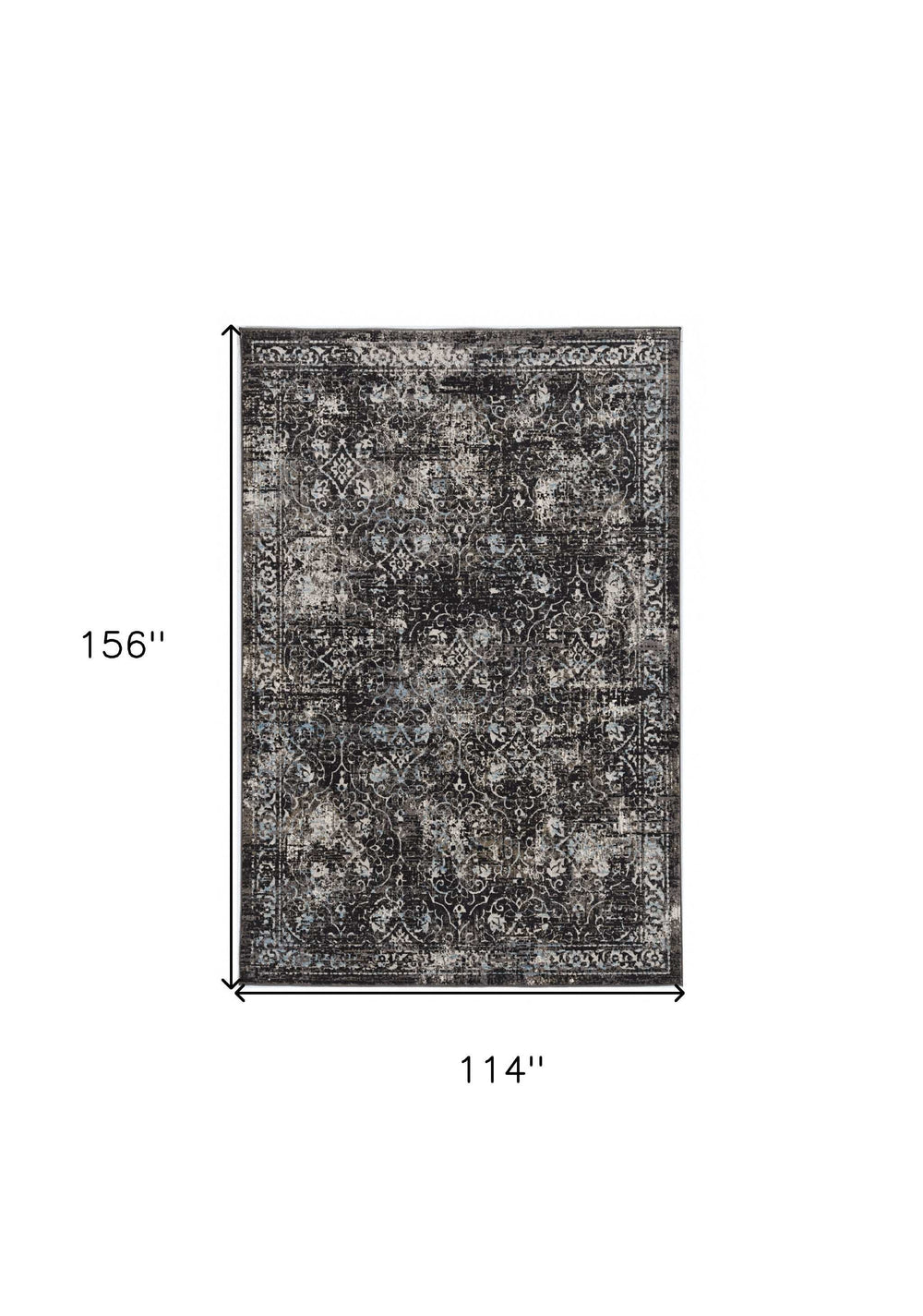 10' X 13' Black Damask Area Rug - Homeroots - Flyclothing LLC