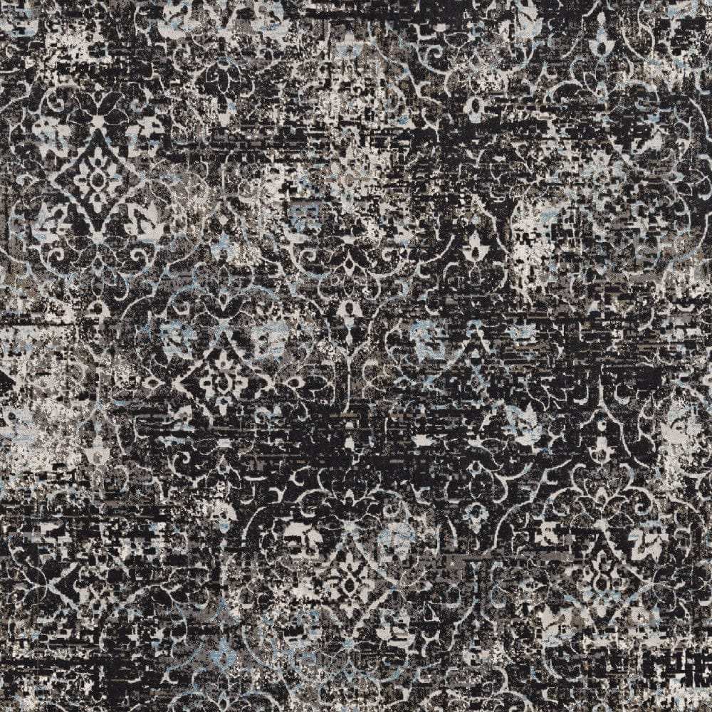 10' X 13' Black Damask Area Rug - Homeroots - Flyclothing LLC