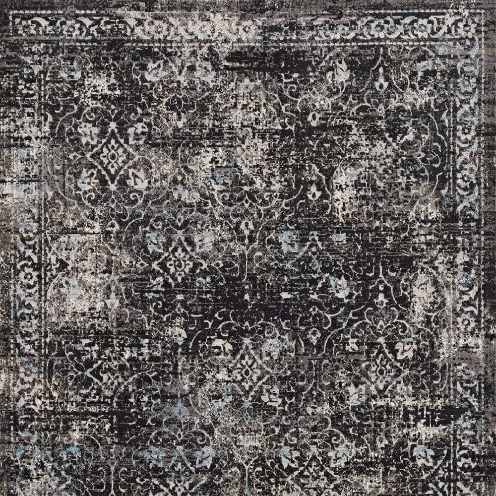 10' X 13' Black Damask Area Rug - Homeroots - Flyclothing LLC