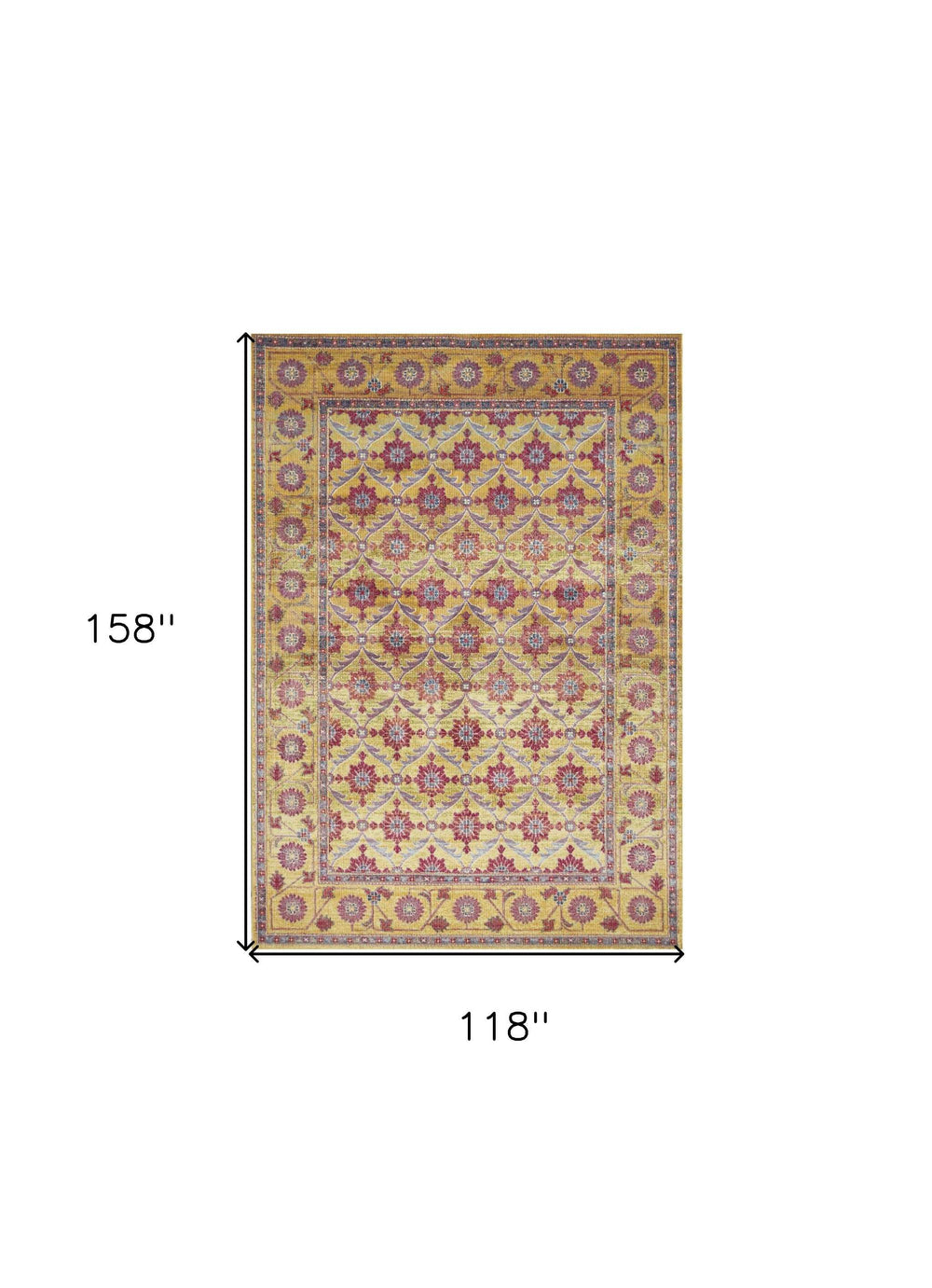 10' X 13' Blue Red and Gold Floral Area Rug - Homeroots - Flyclothing LLC