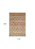 10' X 13' Blue Red and Gold Floral Area Rug