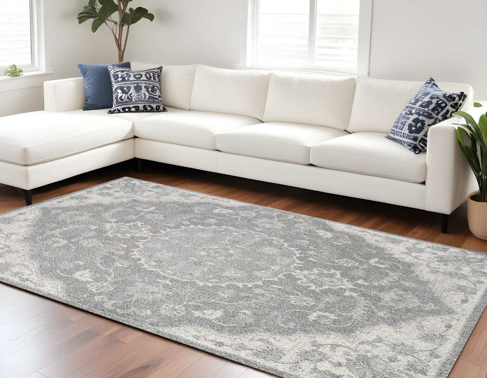8' X 10' Gray Medallion Area Rug - Homeroots - Flyclothing LLC