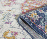 7' X 12' Navy and Ivory Floral Medallion Area Rug - Homeroots