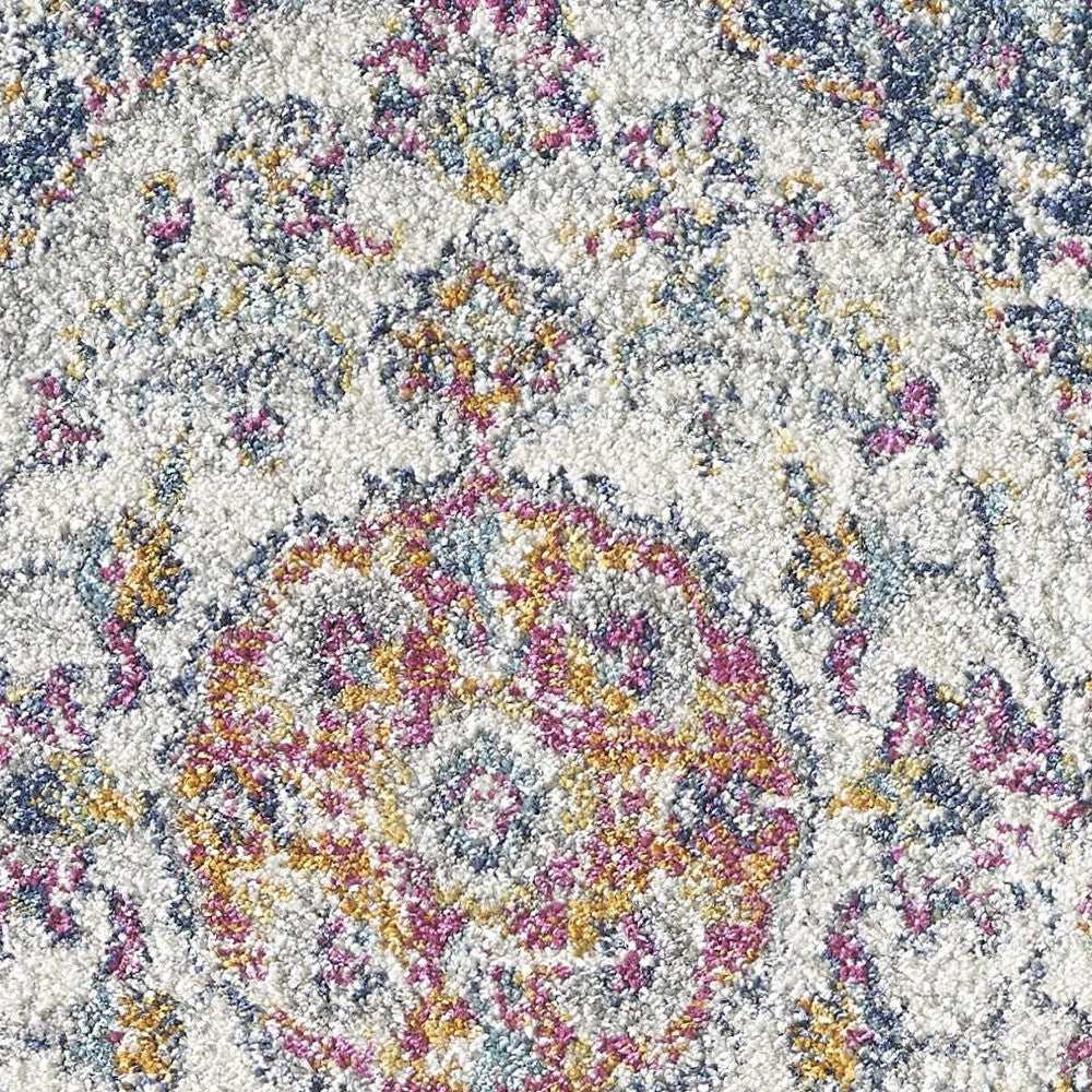 7' X 12' Navy and Ivory Floral Medallion Area Rug - Homeroots - Flyclothing LLC