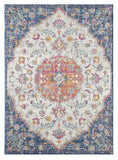 7' X 12' Navy and Ivory Floral Medallion Area Rug - Homeroots