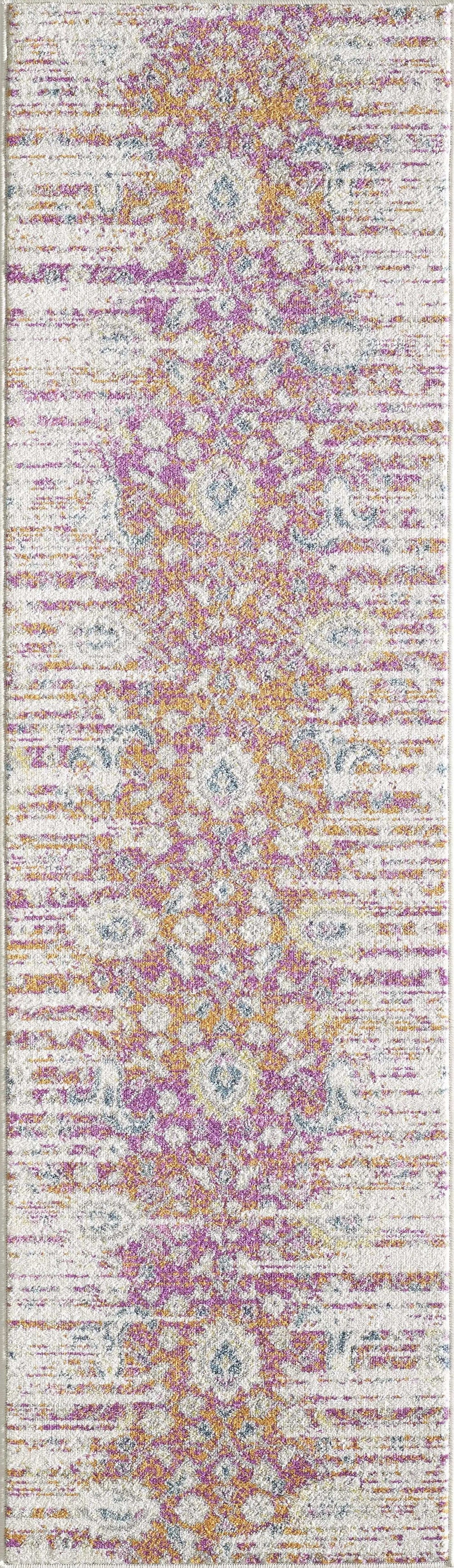 7' Ivory Pink and Orange Floral Area Rug - Homeroots - Flyclothing LLC