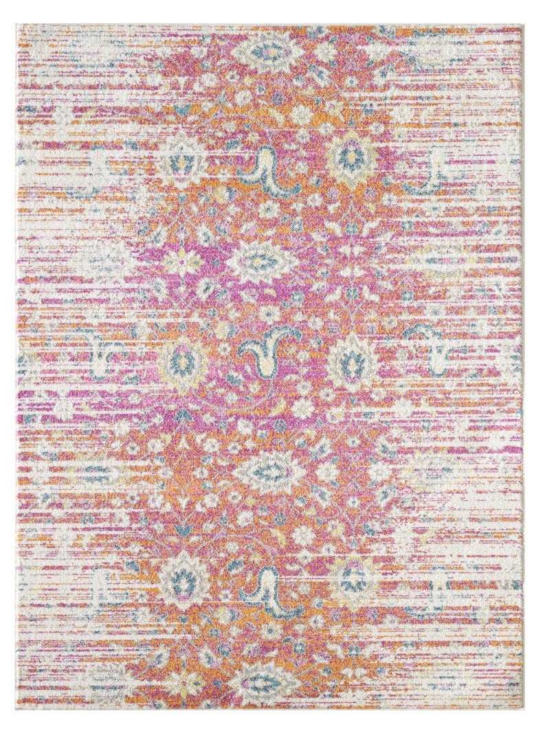 7' X 12' Ivory Pink and Orange Floral Area Rug - Homeroots - Flyclothing LLC