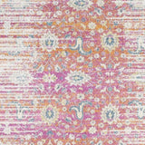 7' X 12' Ivory Pink and Orange Floral Area Rug - Homeroots