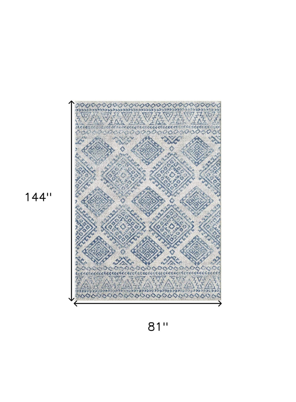 7' X 12' Ivory and Blue Geometric Area Rug - Homeroots - Flyclothing LLC