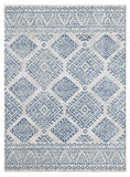 7' X 12' Ivory and Blue Geometric Area Rug - Homeroots