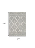 7' X 12' Gray and Ivory Geometric Area Rug - Homeroots
