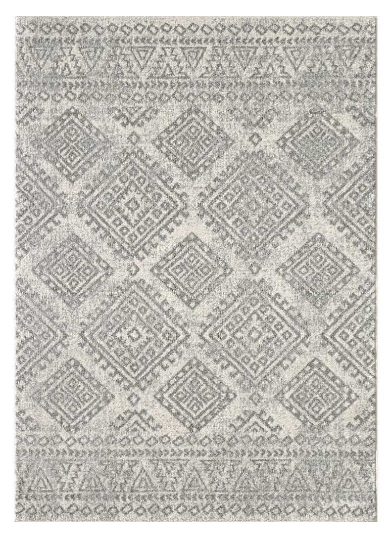 7' X 12' Gray and Ivory Geometric Area Rug - Homeroots - Flyclothing LLC