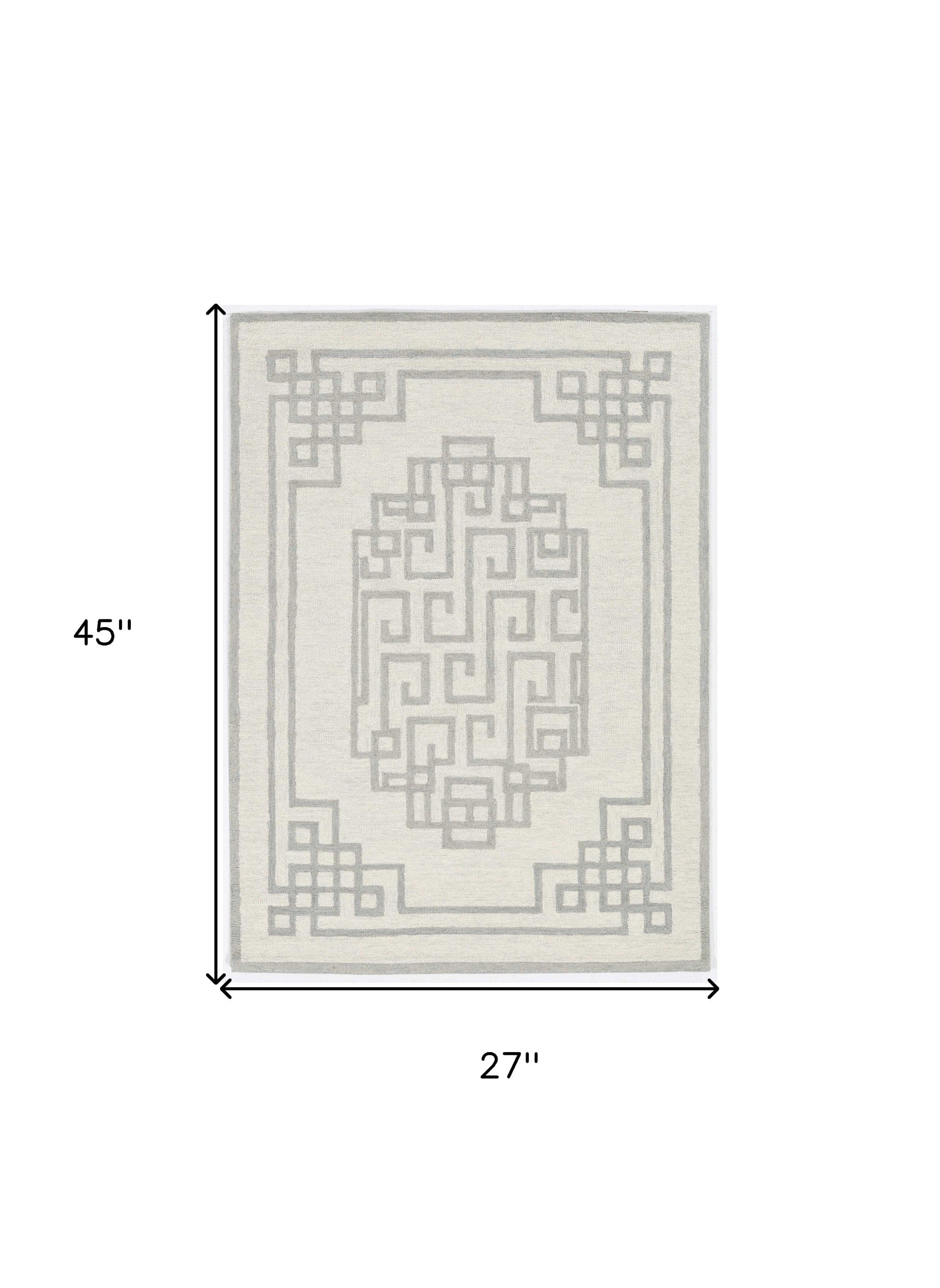 2' X 4' Gray and Ivory Wool Medallion Hand Tufted Area Rug - Homeroots