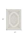 2' X 4' Gray and Ivory Wool Medallion Hand Tufted Area Rug - Homeroots