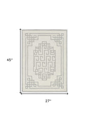2' X 4' Gray and Ivory Wool Medallion Hand Tufted Area Rug - Homeroots