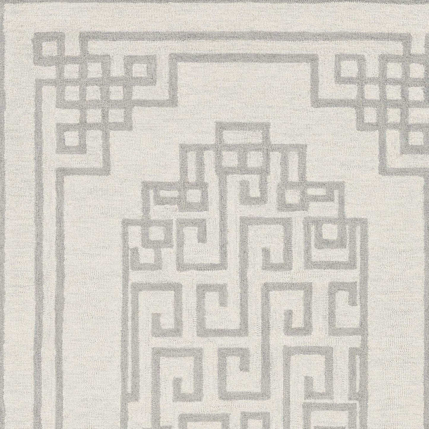 3' X 5' Ivory Grey Geometric Bordered Wool Area Rug - Homeroots - Flyclothing LLC