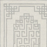 3' X 5' Ivory Grey Geometric Bordered Wool Area Rug - Homeroots