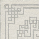 3' X 5' Ivory Grey Geometric Bordered Wool Area Rug - Homeroots