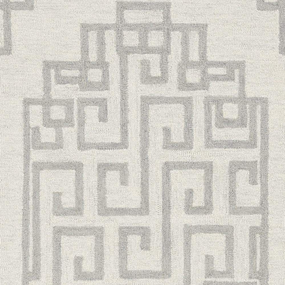 3' X 5' Ivory Grey Geometric Bordered Wool Area Rug - Homeroots - Flyclothing LLC