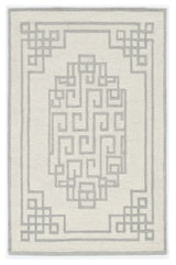 5' X 7' Ivory Grey Hand Tufted Bordered Greek Key Indoor Area Rug - Homeroots - Flyclothing LLC