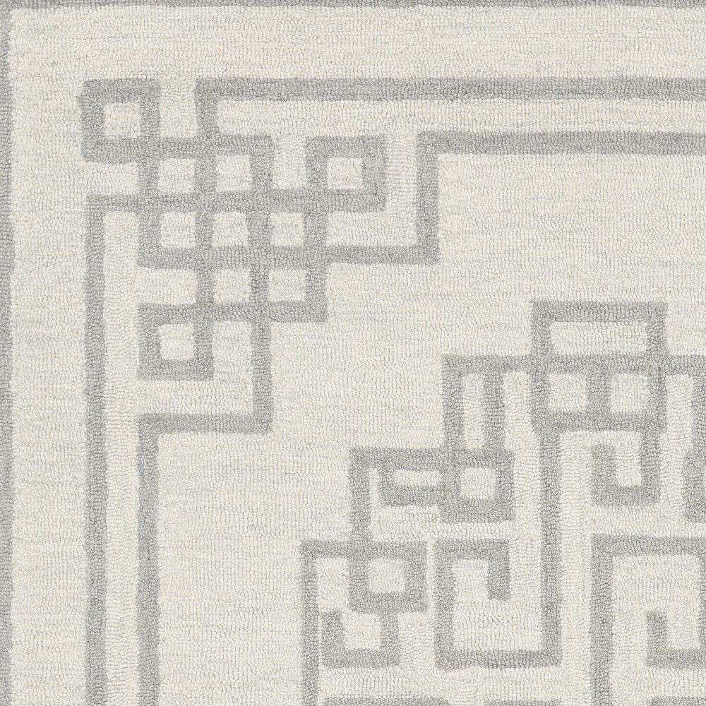 5' X 7' Ivory Grey Hand Tufted Bordered Greek Key Indoor Area Rug - Homeroots - Flyclothing LLC