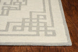 5' X 7' Ivory Grey Hand Tufted Bordered Greek Key Indoor Area Rug - Homeroots - Flyclothing LLC