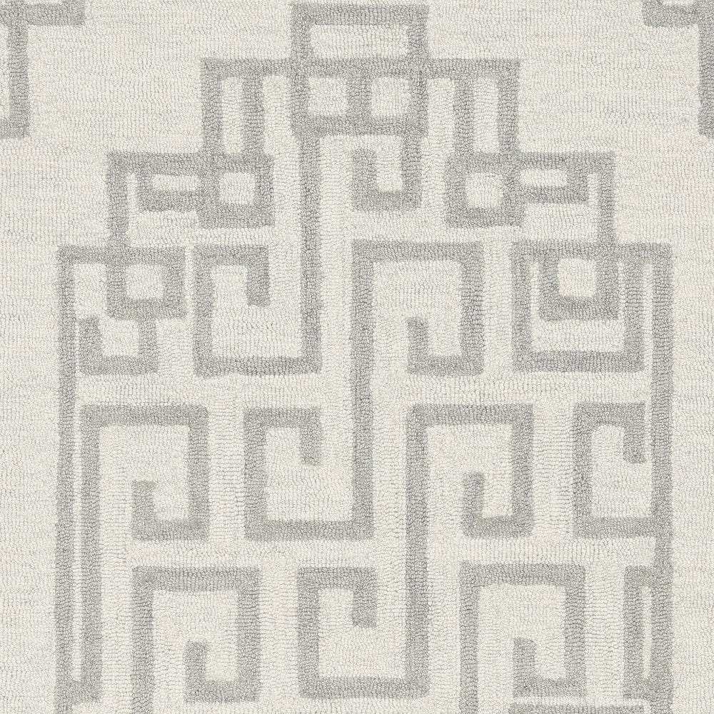9' X 12' Ivory Grey Hand Tufted Bordered Greek Key Indoor Area Rug - Homeroots - Flyclothing LLC