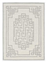 9' X 12' Ivory Grey Hand Tufted Bordered Greek Key Indoor Area Rug - Homeroots - Flyclothing LLC