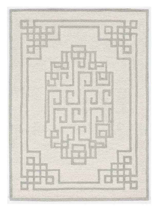 9' X 12' Ivory Grey Hand Tufted Bordered Greek Key Indoor Area Rug - Homeroots - Flyclothing LLC