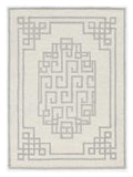 9' X 12' Ivory Grey Hand Tufted Bordered Greek Key Indoor Area Rug - Homeroots - Flyclothing LLC