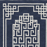 8' X 10' Navy Blue Ivory Hand Tufted Greek Key Medallion Indoor Area Rug - Homeroots - Flyclothing LLC