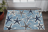 2' X 3' Blue Starfish Hand Tufted Area Rug - Homeroots