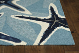 2' X 3' Blue Starfish Hand Tufted Area Rug - Homeroots